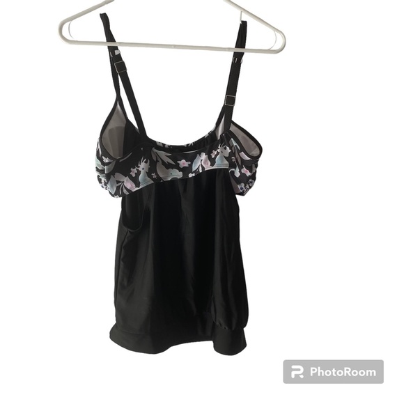 Tankini black green pink and white SZ L. NWOT UNBRANDED - Picture 2 of 12